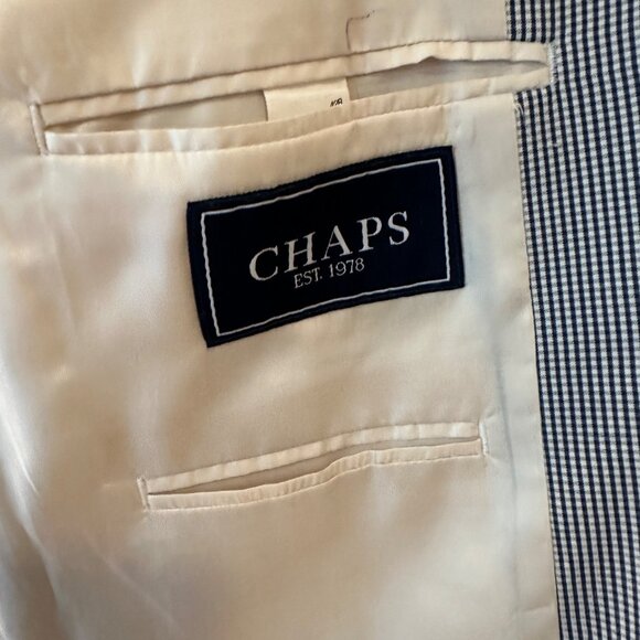 Chaps | 42R Navy Blue & White Gingham 2 Button Sport Coat Blazer Suit Summer - Picture 11 of 12